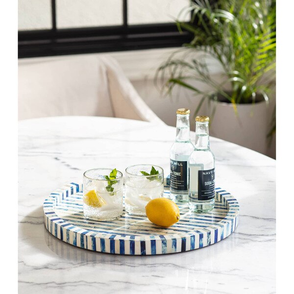 Bone & Indigo Tray Round